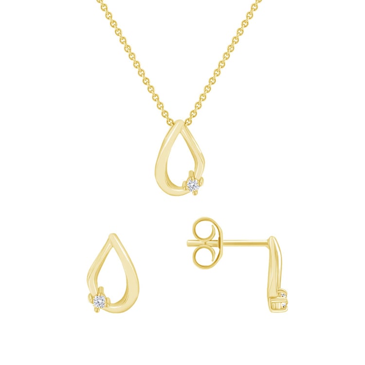 Schmuckset aus Gold in Tropfenform mit Diamanten Rainey