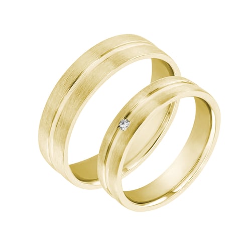 Goldene Eheringe mit Diamanten Toon