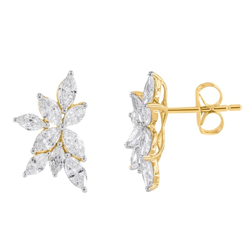 Luxuriöse Ohrstecker mit natürlichen Diamanten in Marquiseform Ishita