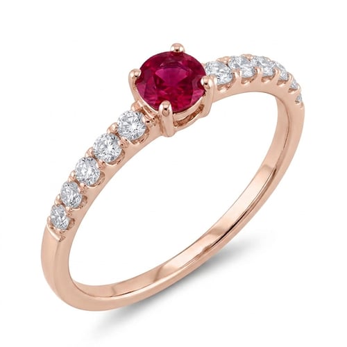 Silberring mit Rubin und seitlichen Lab Grown Diamanten Tyla