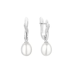 Silberne Hängeohrringe mit Perlen und Zirkonia Tahir