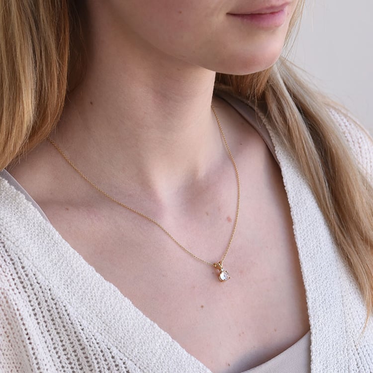 Goldener Anhänger mit Rosenquarz und Diamant Timotei 80512