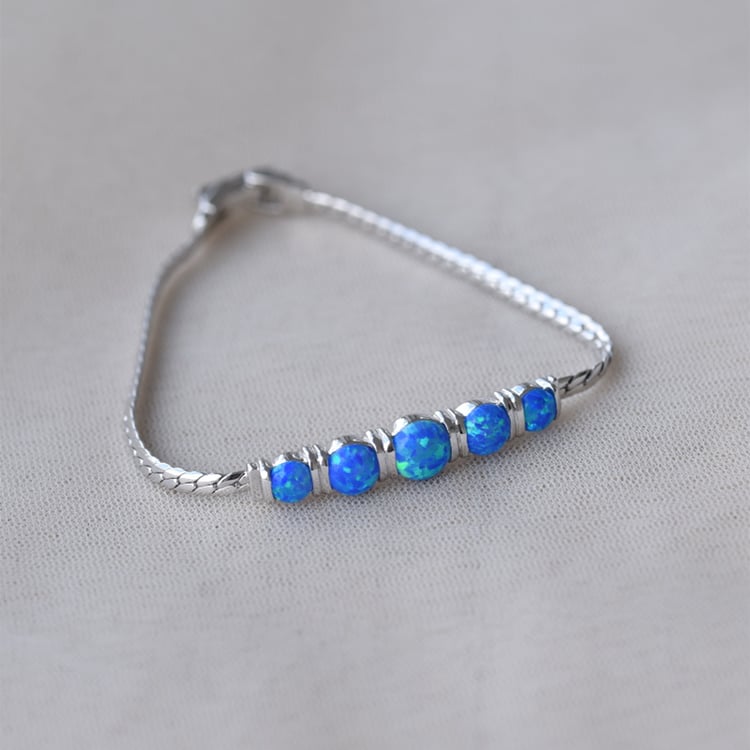 Silbernes Armband mit blauen Opalen Boanah 65294