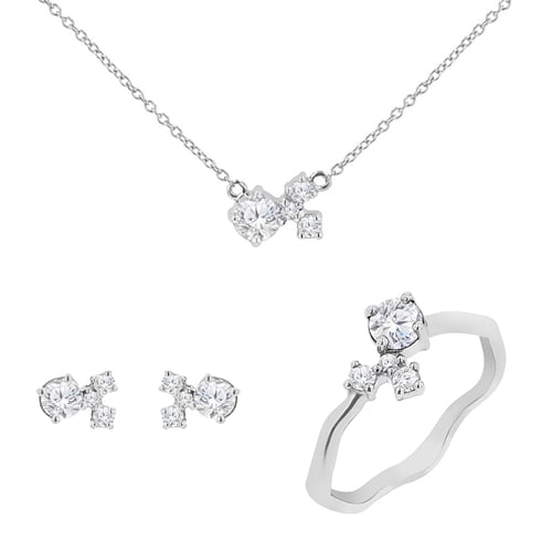 Cluster Schmuckset mit Moissaniten und Lab Grown Diamanten Halli