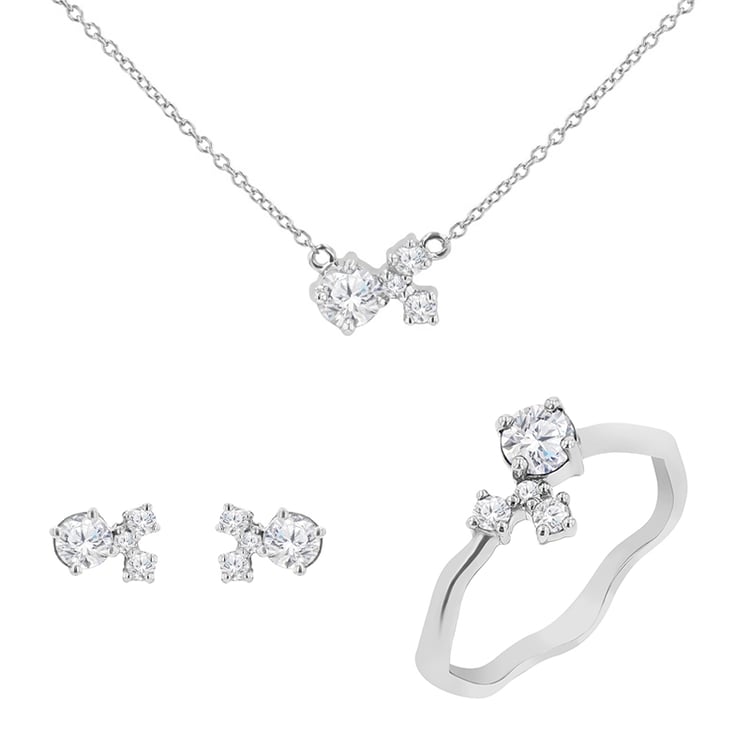 Cluster Schmuckset mit Moissaniten und Lab Grown Diamanten Halli 125310