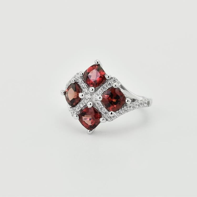 Silberring mit Granat und Zirkonia 30438
