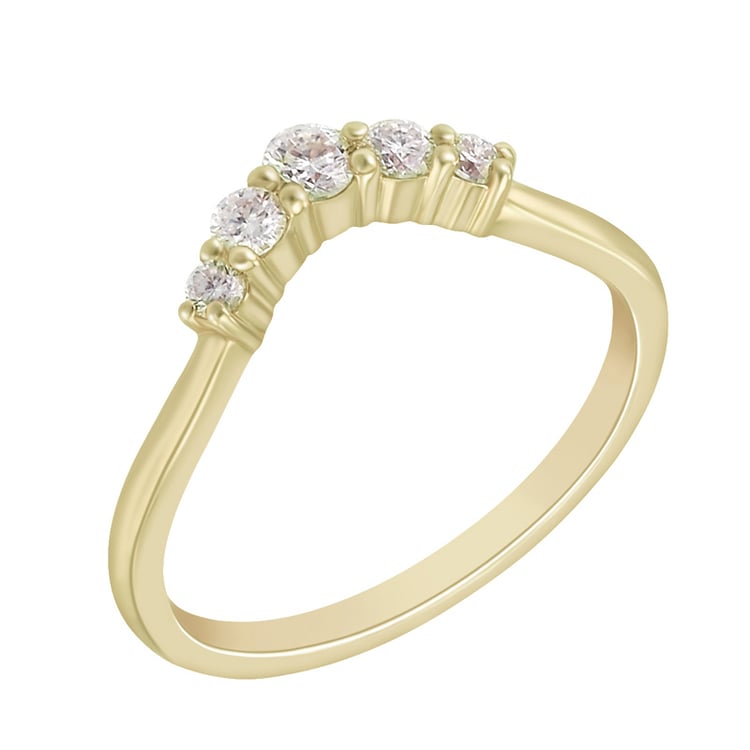 Ausgeschnittener Trauring aus Gold mit Moissaniten Bride 73743