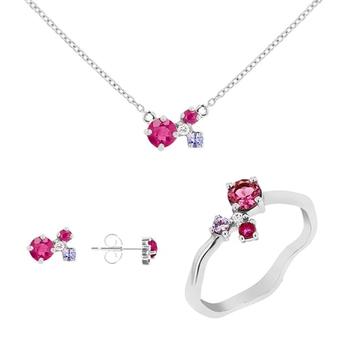 Schmuckset mit Turmalinen, Tansaniten, Rubinen und Diamanten Halli