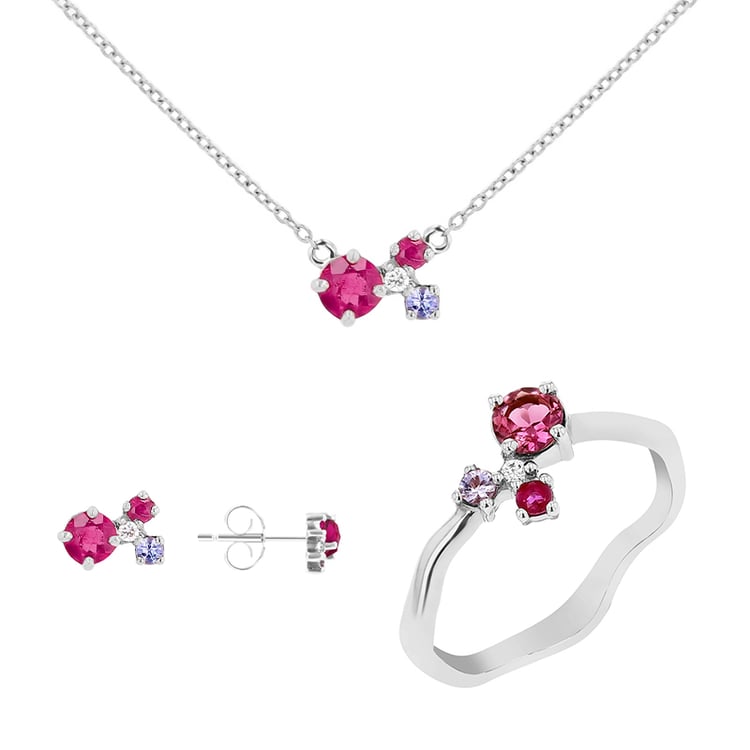 Schmuckset mit Turmalinen, Tansaniten, Rubinen und Diamanten Halli 111548