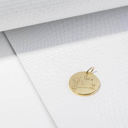 Anhänger Der Kleine Prinz mit Fuchs und Gravur aus Silber