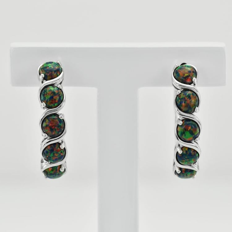 Silberne Ohrringe mit schwarzen Opalen Stefan 35754