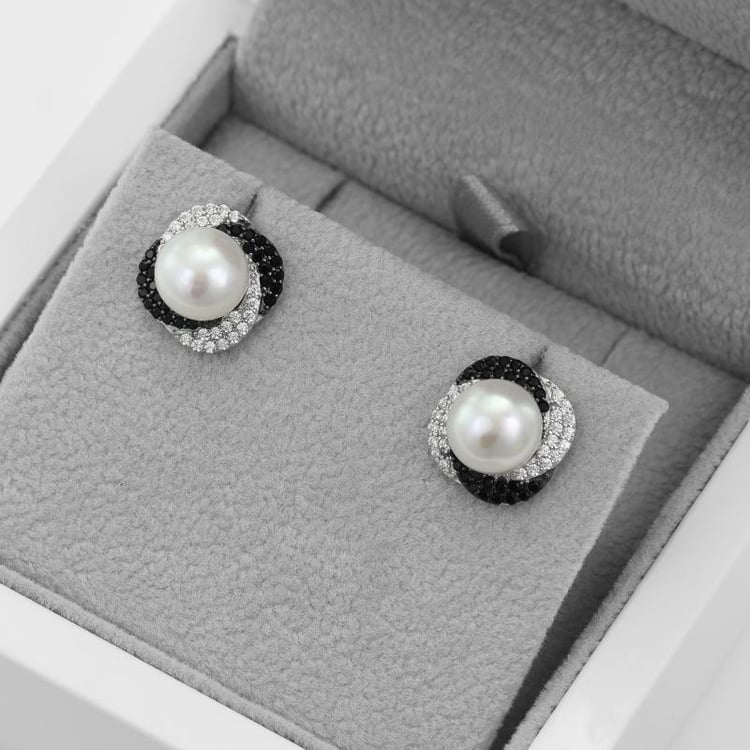 Elegante Ohrrstecker mit Perlen und Zirkonia Mojave 50463