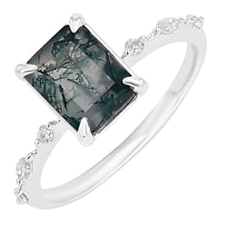 Eleganter Ring mit Moosachat und Moissaniten Tamara