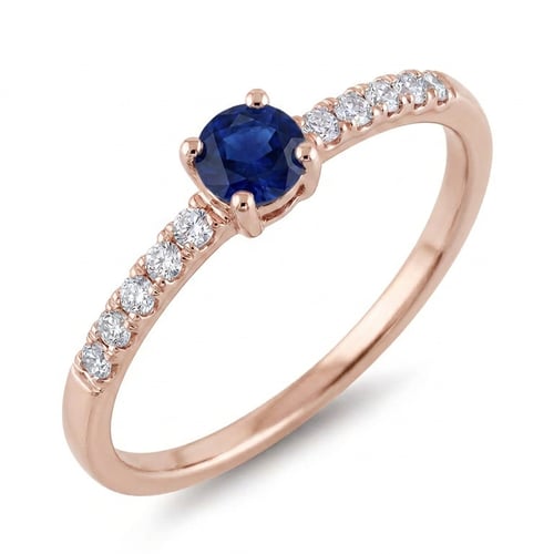 Silberring mit blauem Saphir und seitlichen Lab Grown Diamanten Mikey