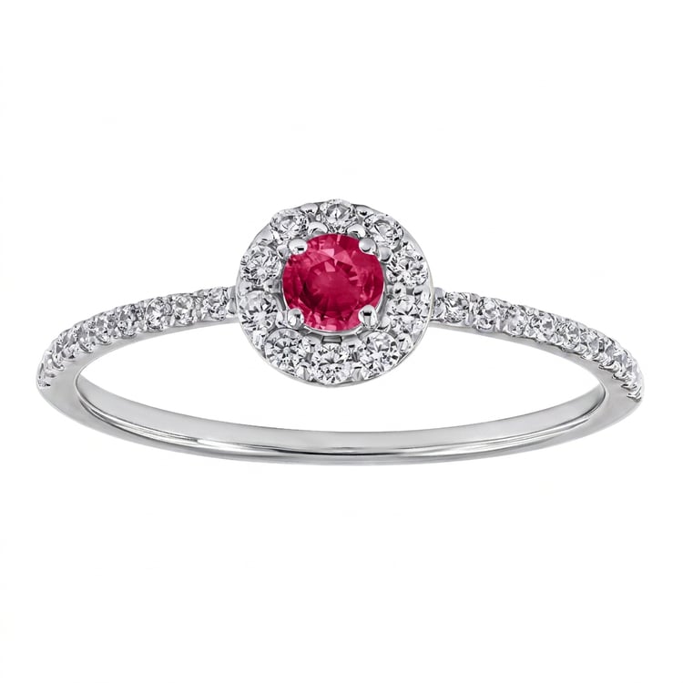 Silberner Halo-Ring mit Rubin und Lab Grown Diamanten Wendy 169852