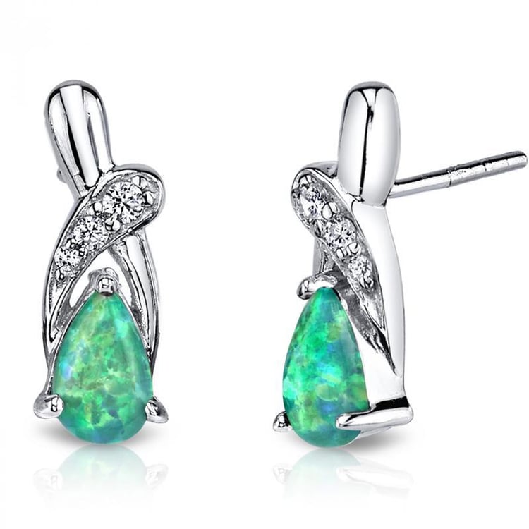 Grüne Opale in silbernen Ohrringen Emerie