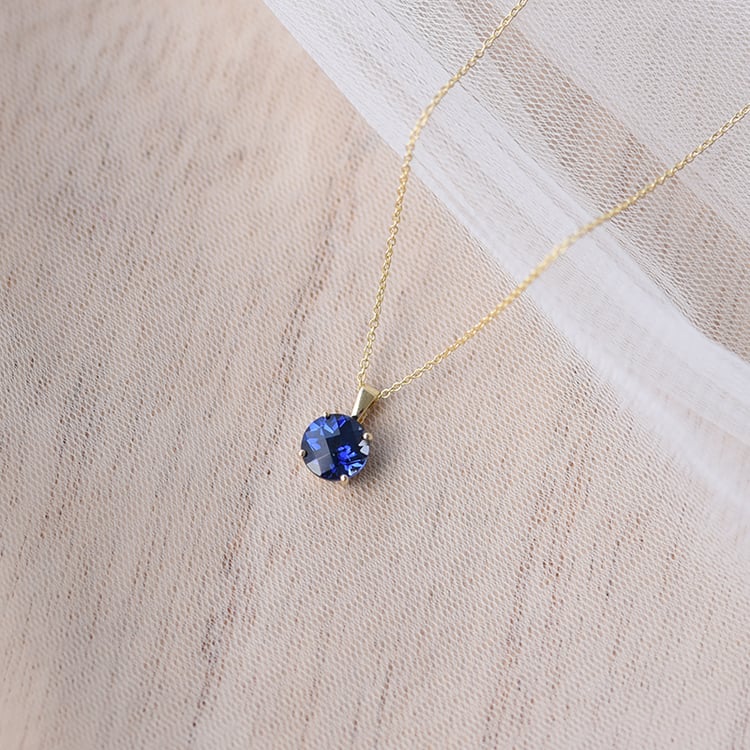 Goldener Anhänger mit blauem Saphir Icy 58833