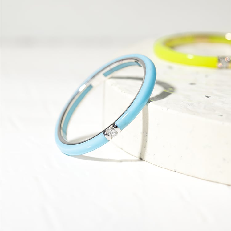 Blauer Keramikring mit Diamant Cecelia 127560