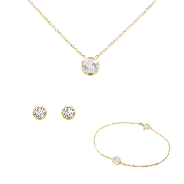 Set aus zarten Schmuckstücken mit weißen Topasen Tolar 147392