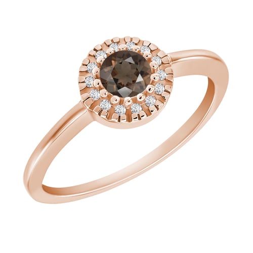 Goldring mit Rauchqarz und Diamanten Tafne
