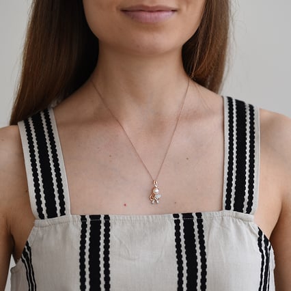 Anhänger mit Diamantteufelchen und Perle Bastien