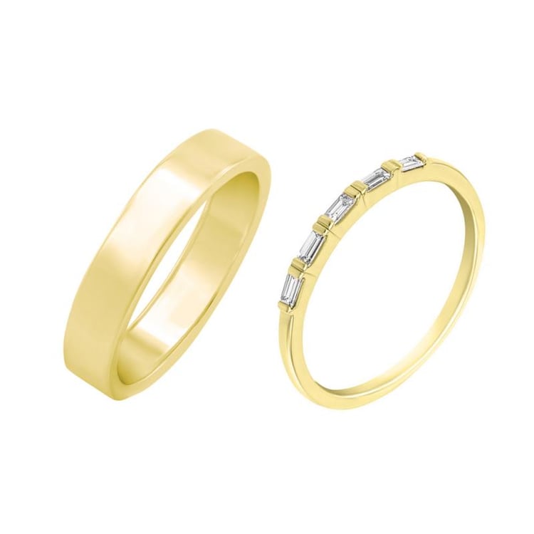 Eheringe aus Eternity-Ring mit Lab Grown Baguette-Diamanten und flachen Ring Hari 102207