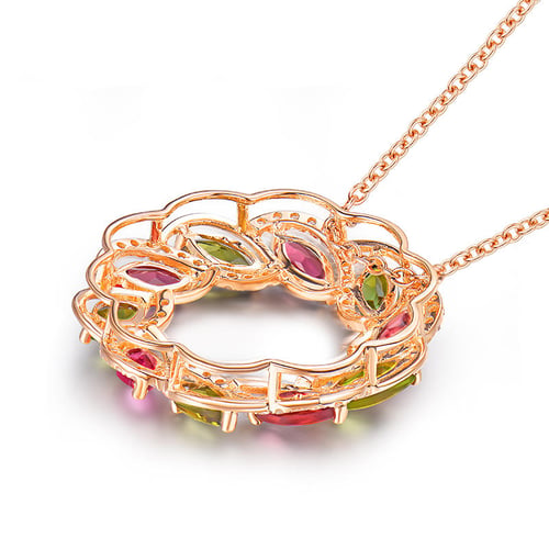 Goldene Halskette mit Turmalinen und Diamanten Bourne