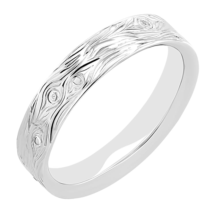 Eheringe aus Platin mit von Hand gravierter Holzschraffur und Diamanten Dyanna 141634