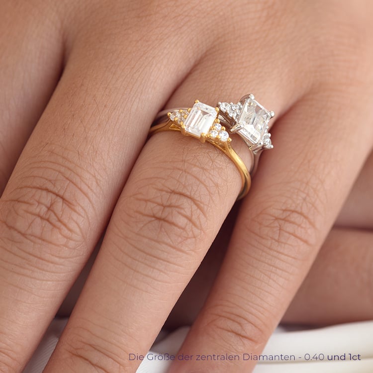 Verlobungsring mit einem Diamanten in Emerald Form Miha 128593