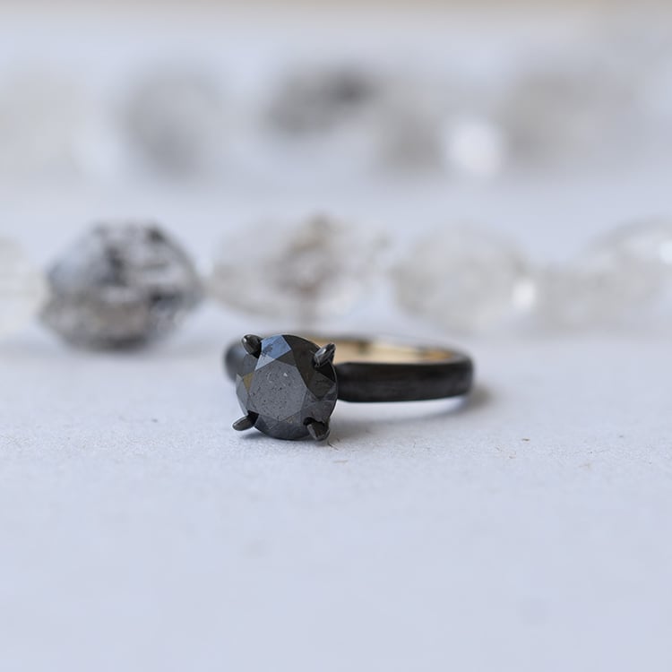 Schwarzer Goldring mit Ruthenium und 2ct Diamant Harley 63966