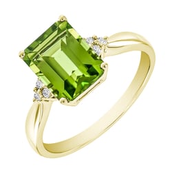 Goldring mit Olivin und DIamanten Chaitra