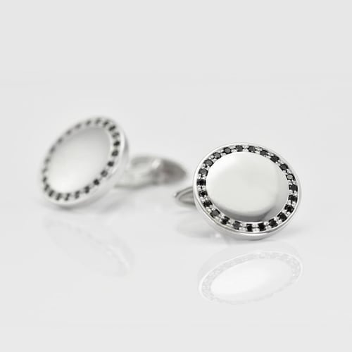 Manschettenknöpfe Silber mit schwarzen Diamanten Tallis