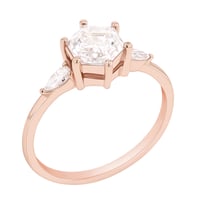 Verlobungsring mit Hexagon Moissanit und Pear Moissaniten Seydou