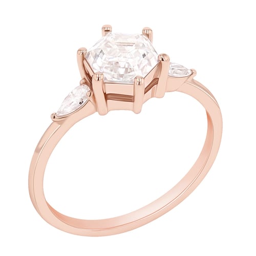 Verlobungsring mit Hexagon Moissanit und Pear Moissaniten Seydou