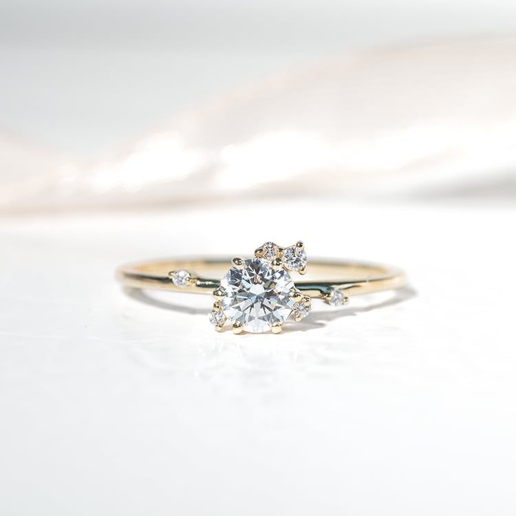 Cluster Verlobungsring aus Gold mit 0.41 Karat IGI-zertifiziertem Lab Grown Diamanten Rosa 127226