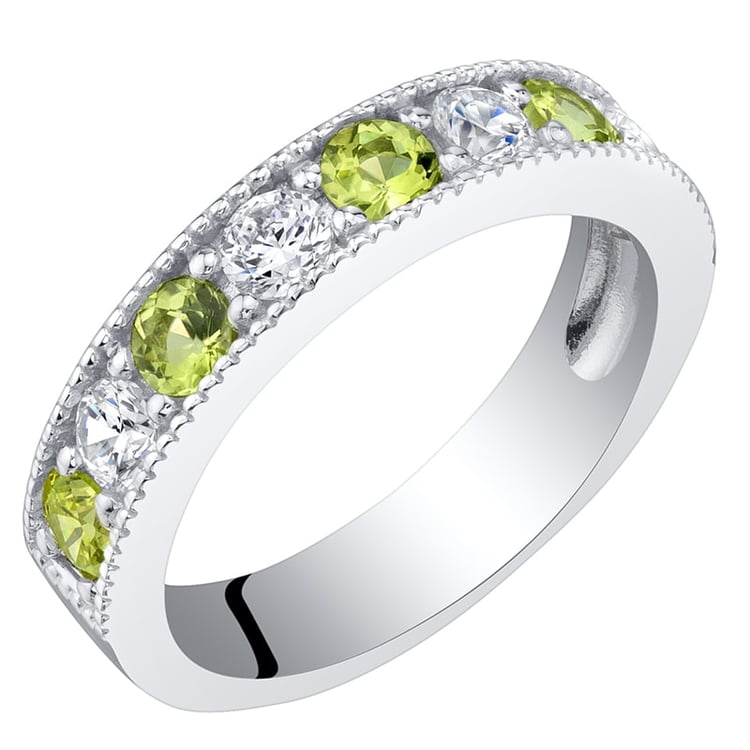Silberner Eternity-Ring mit Olivinen und Zirkonia Ednah