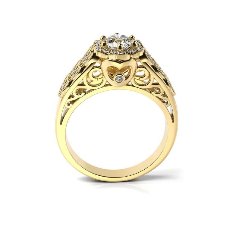 Goldener Diamantring im floralen Vintage-Stil Del 28668