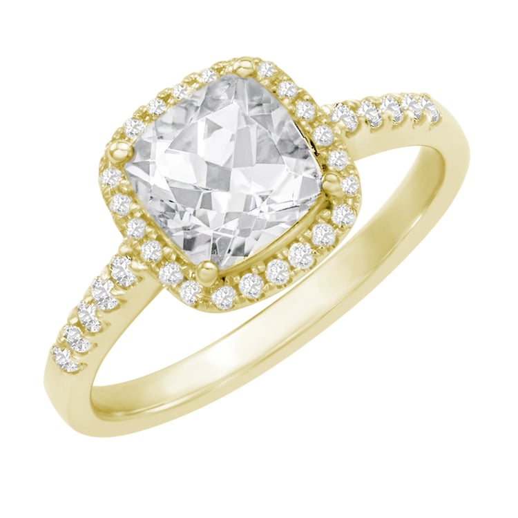 Goldener Verlobungsring mit Topas und Diamanten Azha 29657