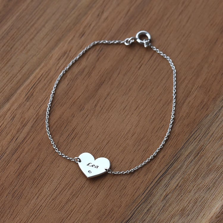 Goldarmband in Herzform mit Diamant und Gravur Nikole 72147