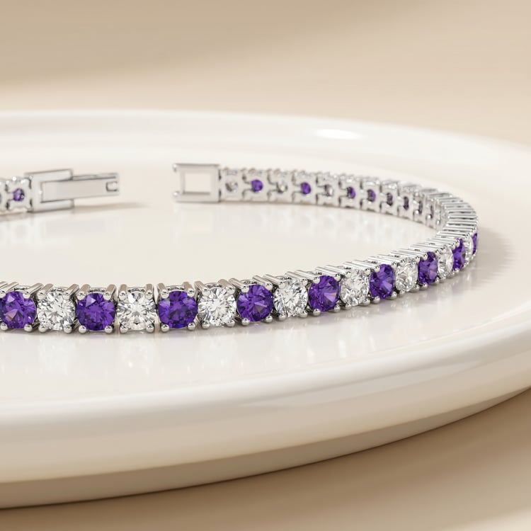 Elegantes silbernes Armband mit Amethysten Layla 167024