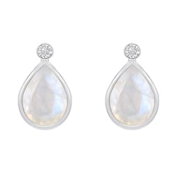 Goldohrringe mit Mondsteinen und Diamanten Vendie