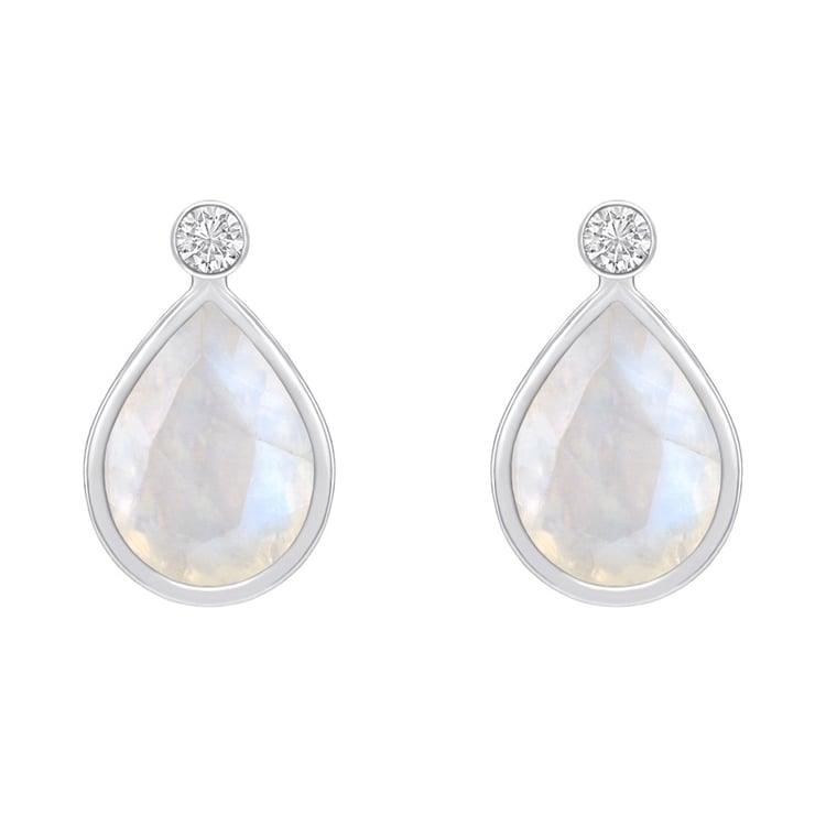 Goldohrringe mit Mondsteinen und Diamanten Vendie