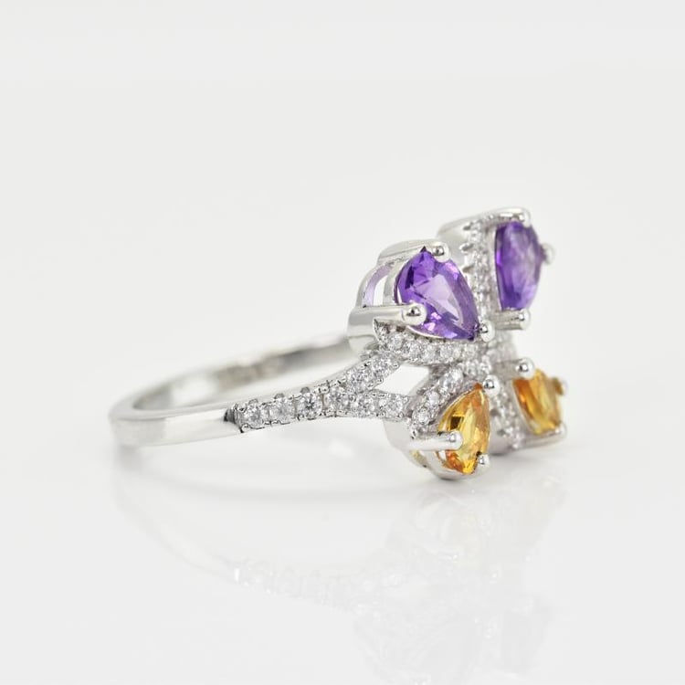 Ring mit Edelsteinen Amethyst und Citrin 14871