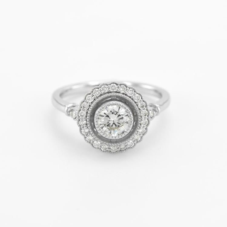 Halo Goldring mit Moissanit und Diamanten Odelle 47846