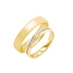 Goldene Eheringe mit Memoryring mit Diamanten Tiall