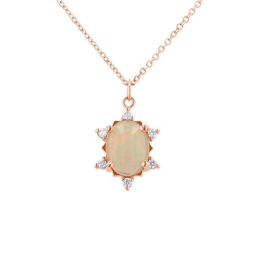 Anhänger mit ovalem Opal und Diamanten Sole