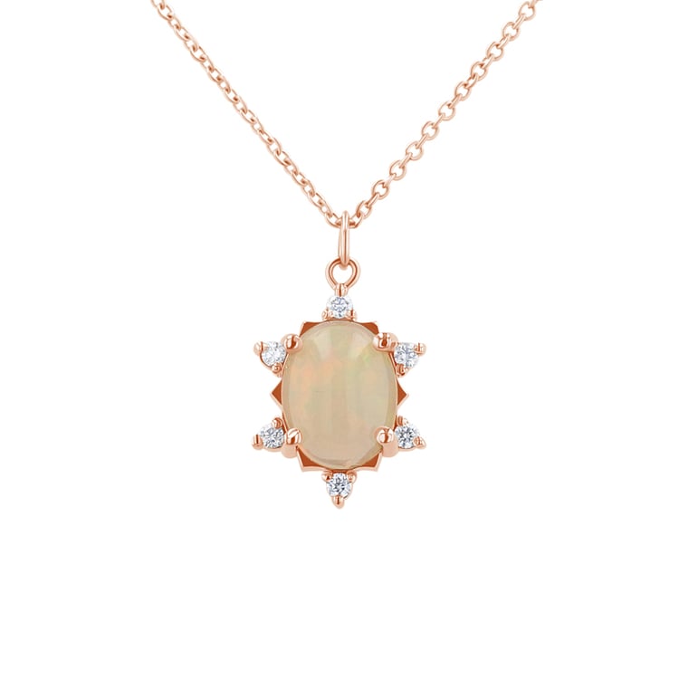 Anhänger mit ovalem Opal und Diamanten Sole 135377