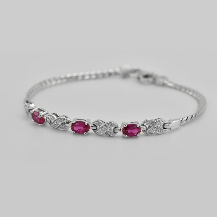 Feines Armband in Silber mit drei ovalen Rubinen Clio 29880