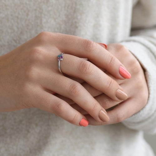 Goldener Cluster-Ring mit Opal, Rubin, Saphir und Diamant Bluma