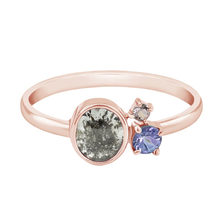 Cluster-Ring mit Salt and Pepper Diamant, Tansanit und Morganit Lara 97477